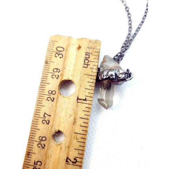 Raw quartz crystal necklace handmade gothic metalwork jewelry men's minimal - Picture 11 of 11